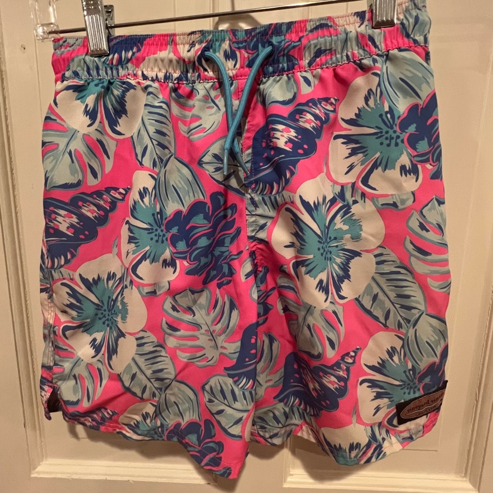 Vineyard Vines Pink and Blue Kids Swim Trunks